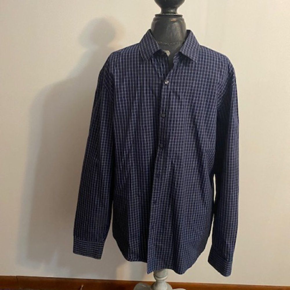 Claiborne Slim-Fit Blue/White button-down shirt, size XL